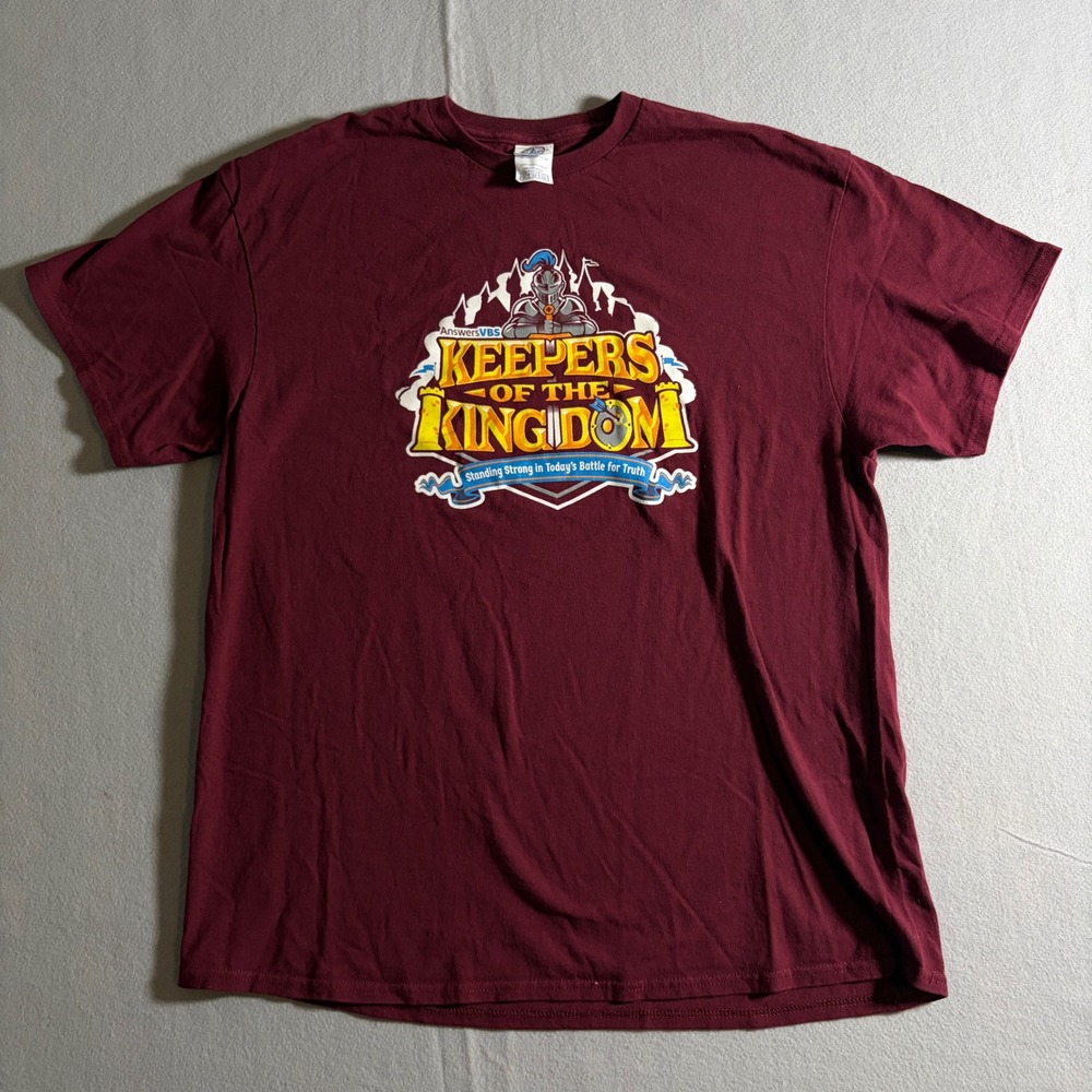 Delta Pro‎ Weight Mens XL Keepers of the Kingdom VBS Graphic T-Shirt Maroon Red